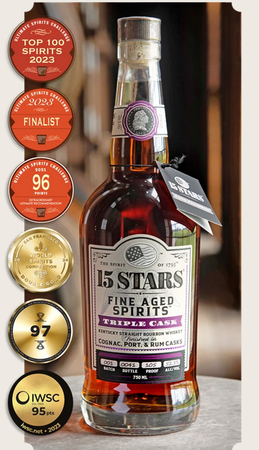 15 Stars Triple Finished in Cognac Port and Rum Casks (Batch 1) 750 ml